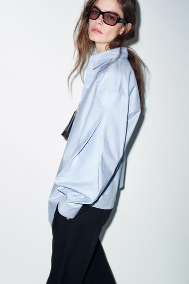 ASYMMETRIC OXFORD SHIRT - Blue by Zara - Image 6