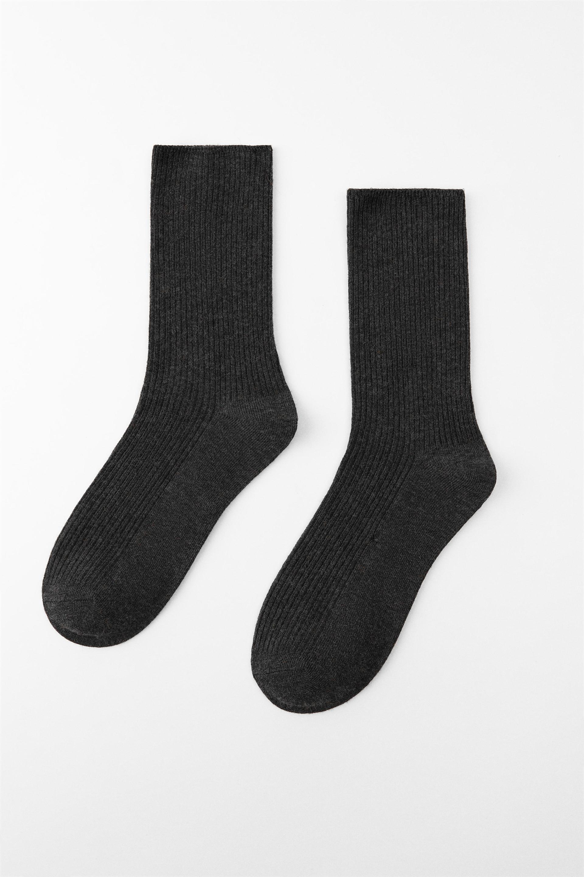 RIBBED SOCKS WITH METALLIC THREAD - Dark grey | ZARA United Kingdom