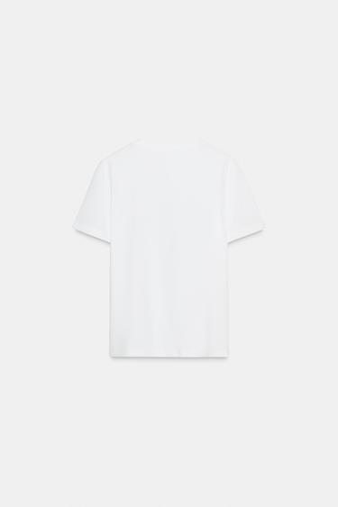T-SHIRT WITH ORGANZA SLOGAN - White by Zara - Image 5