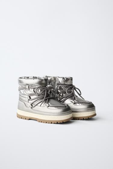 METALLIC ANKLE BOOTS - Silver by Zara