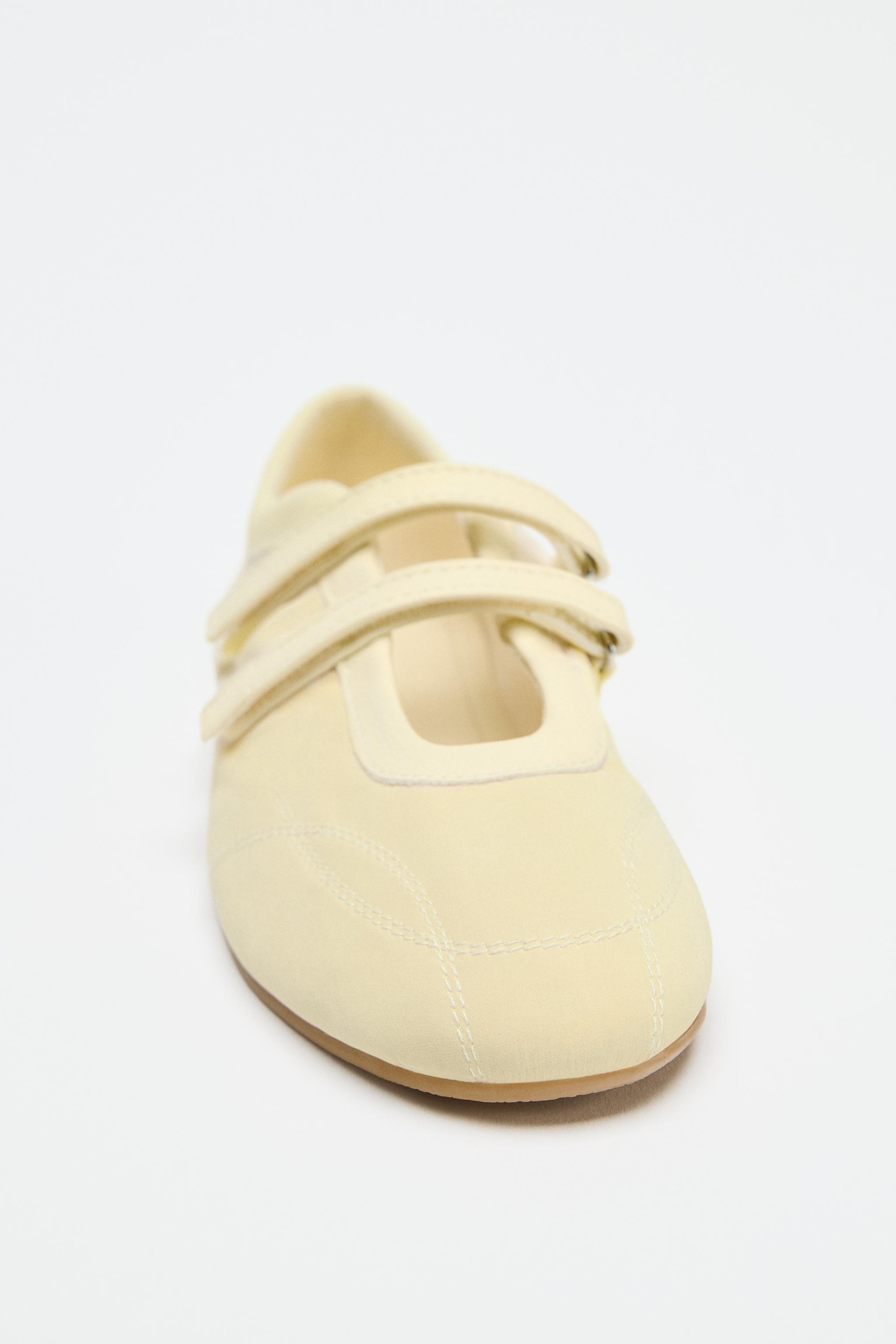 SATIN EFFECT TOPSTITCHED BALLET FLATS - Yellow | ZARA United