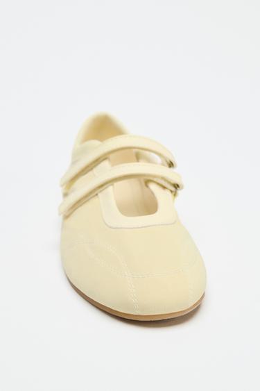 SATIN-EFFECT TOPSTITCHED BALLET FLATS - Yellow by Zara - Image 5