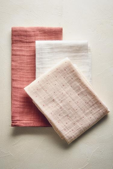 LOT LANGES EN MOUSSELINE ENFANT MULTICOLORES (LOT DE 3) - Rose de Zara - Image 5