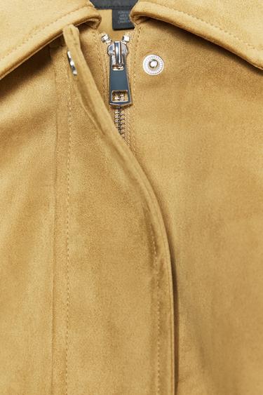 FAUX SUEDE BOMBER JACKET - Mustard by Zara - Image 8