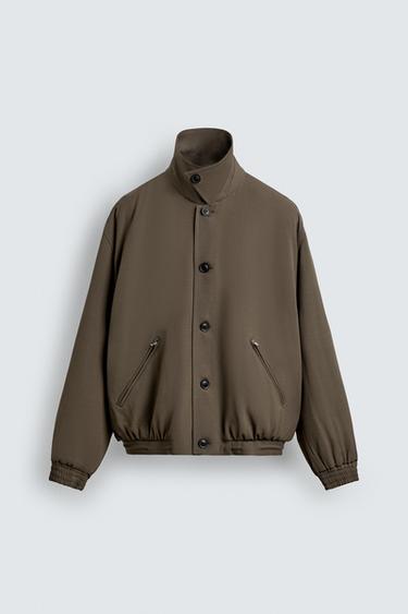 Zara 100% WOOL QUILTED AARON LEVINE X ZARA JACKET - Taupe gray