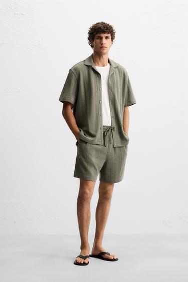 JACQUARD TEXTURED BERMUDA SHORTS - Mid-green by Zara - Image 0
