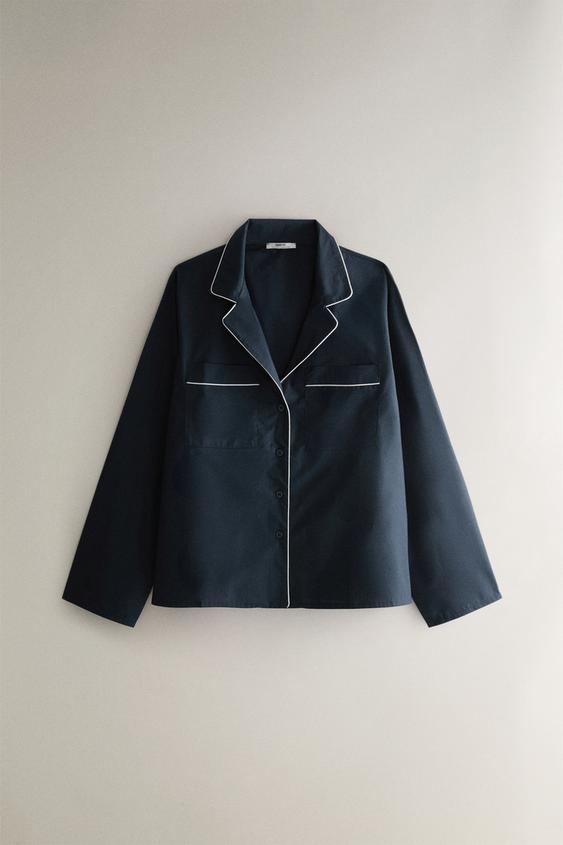 PIPING COTTON SHIRT - بحري الخاص بـ Zara - صورة 0
