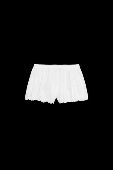 Zara EMBROIDERED BALLOON SHORTS ZW COLLECTION - White - Image 0