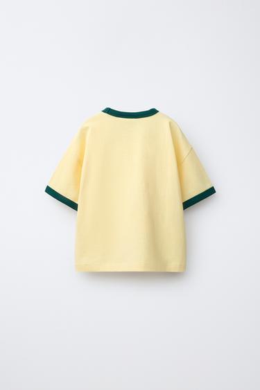 CONTRAST TRIM T-SHIRT - Yellow by Zara - Image 1