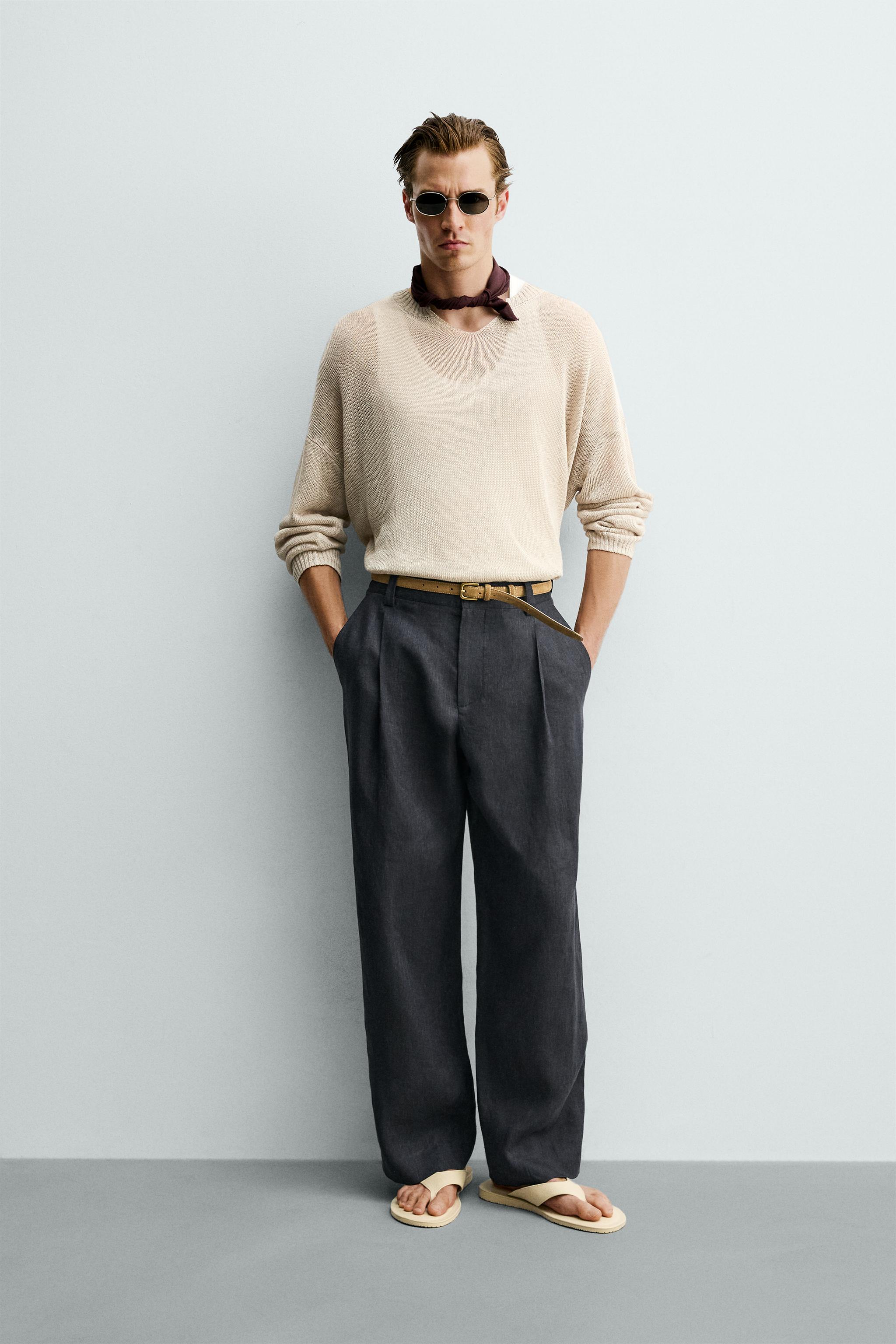 100% LINEN PLEATED PANTS
