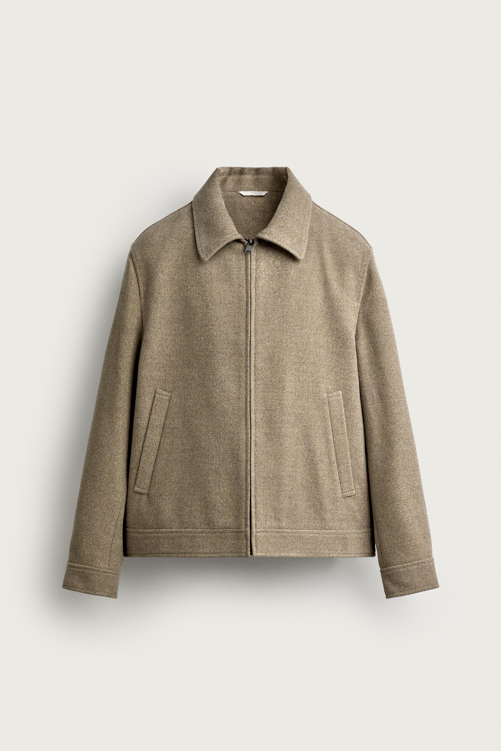 TEXTURED REGULAR FIT JACKET — Light green