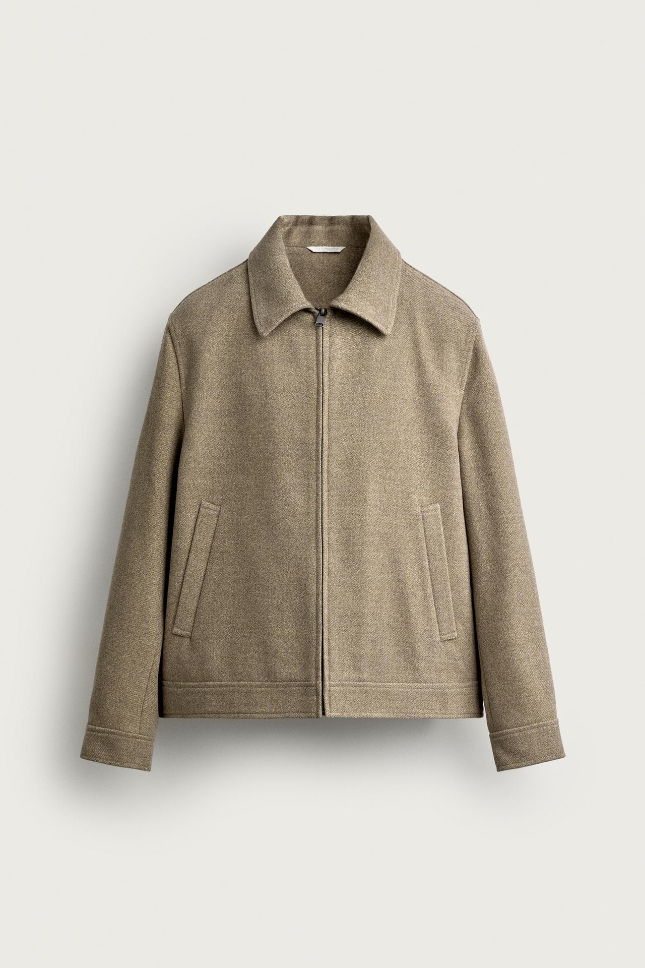 TEXTURED REGULAR FIT JACKET — Light green