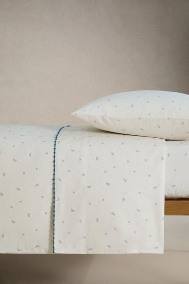 HOUSSE DE COUETTE EN COTON POUR ENFANTS À MOTIF FEUILLES ET POINTS - Blanc / Bleu marine de Zara - Image 2