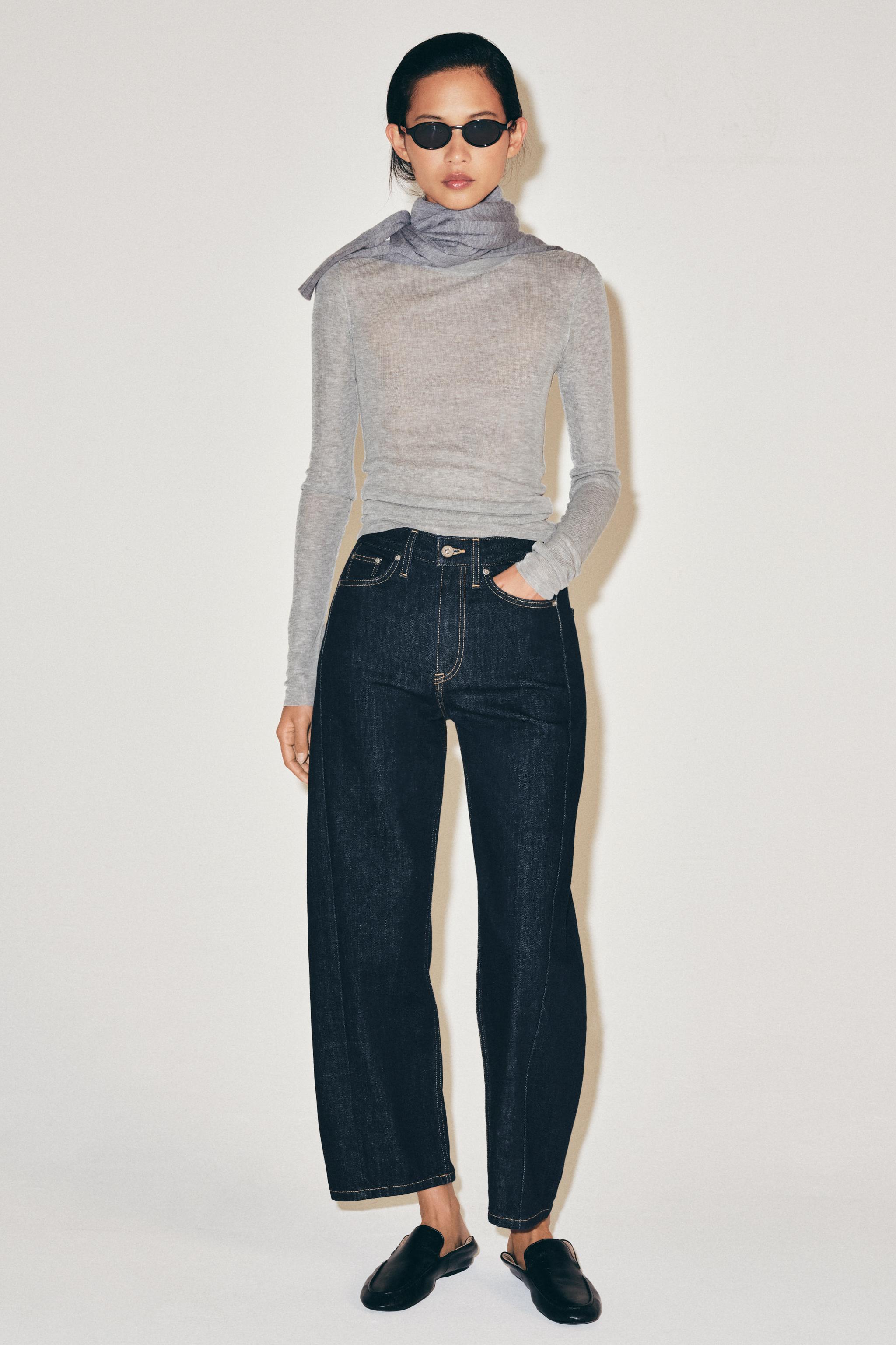Zara ZW COLLECTION RELAXED FIT BİLEK BOY ORTA BEL JEAN görsel 4