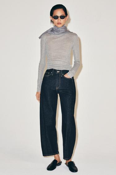ZW COLLECTION ANKLE RELAXED JEANS MED MELLEMHØJ TALJE - blå fra Zara