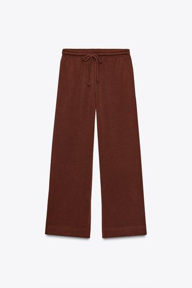 SOFT STRAIGHT-LEG TROUSERS - dark russet by Zara