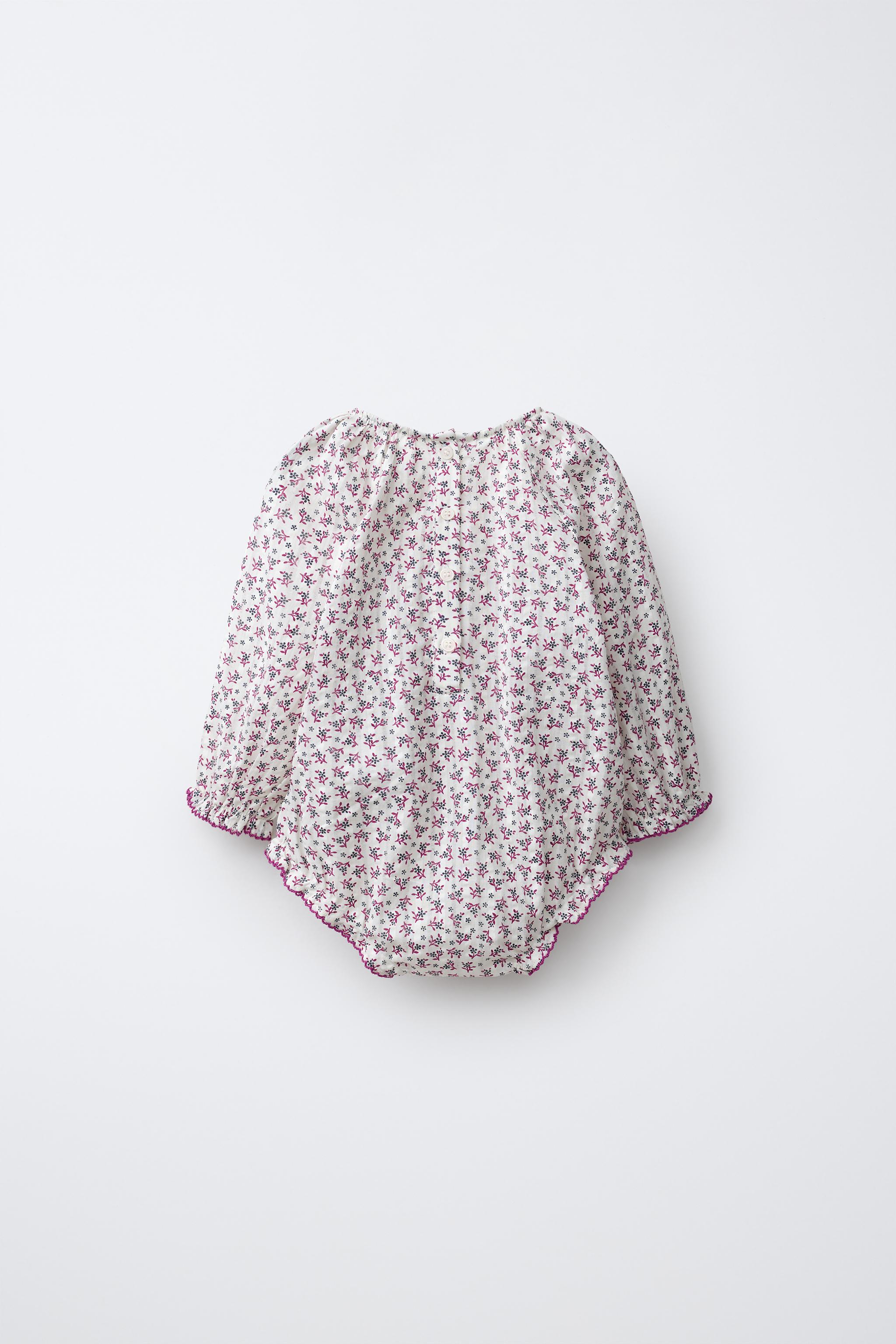 FLORAL PRINT ROMPER — Raspberry