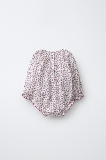 FLORAL PRINT ROMPER — Raspberry 2