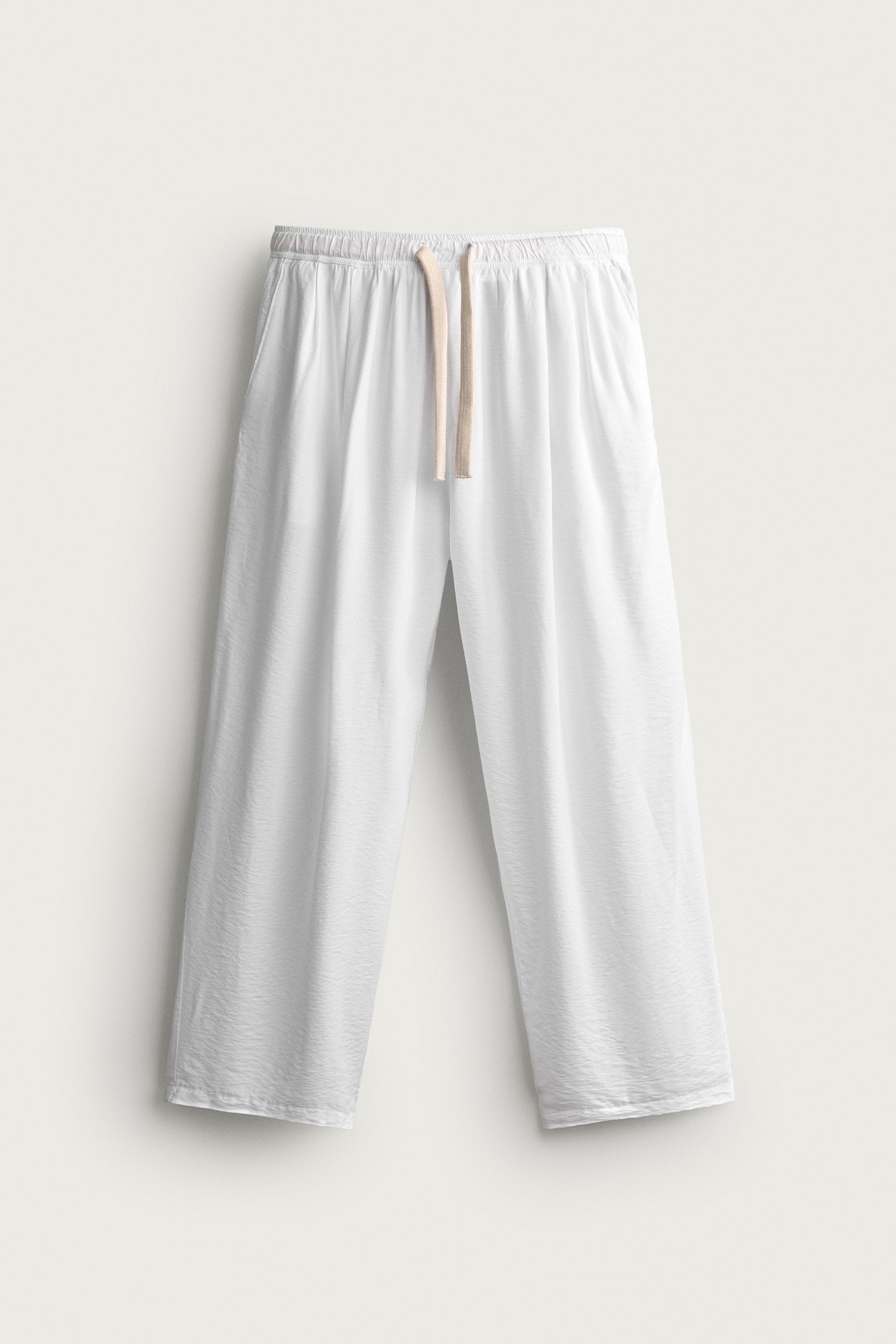 RELAXED FIT FLOWY PANTS — White