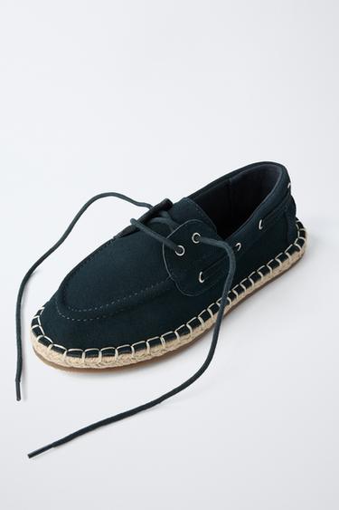 CHAUSSURES BATEAU JUTE CROÛTE DE CUIR - Bleu marine de Zara - Image 2