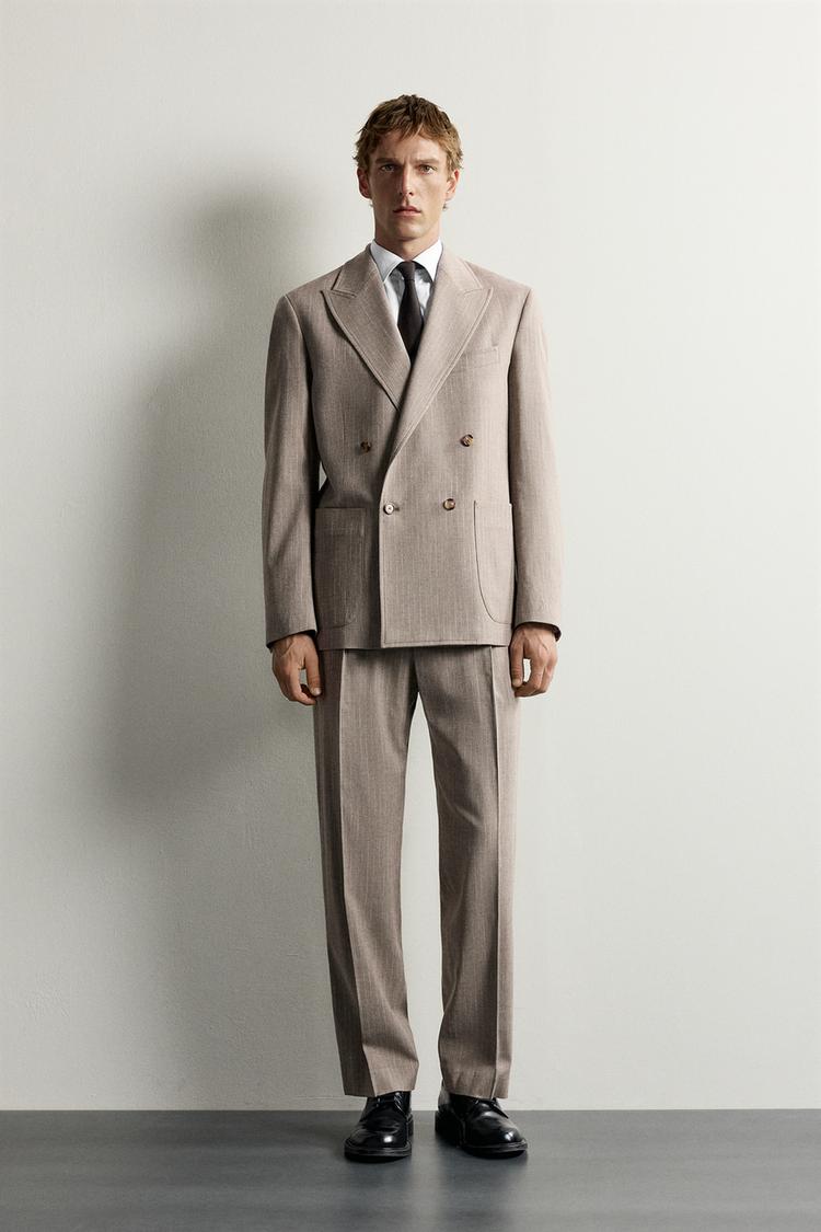 REGULAR FIT PINSTRIPE SUIT TROUSERS