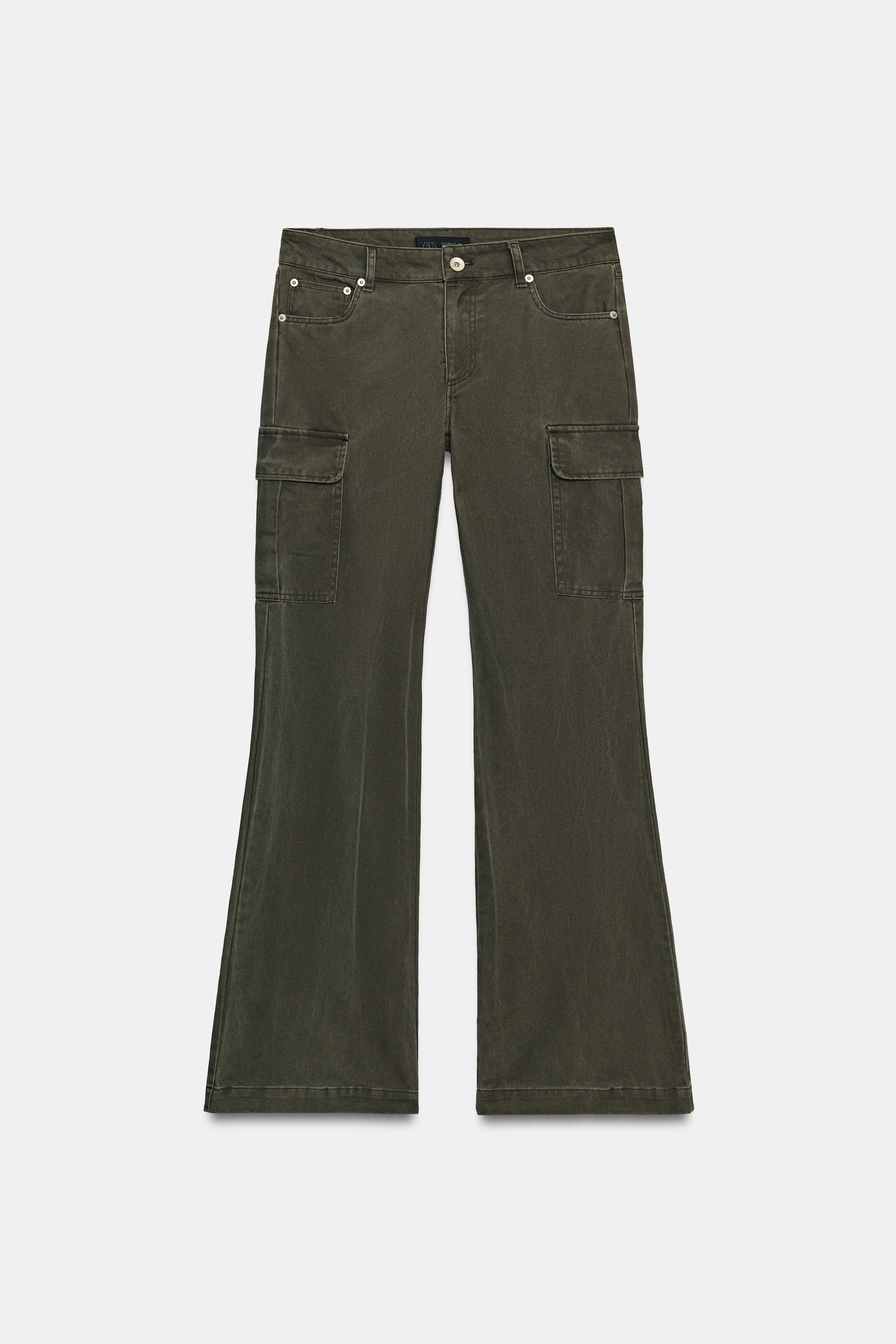 Washed Effect Bootcut Cargo Pants by Zara