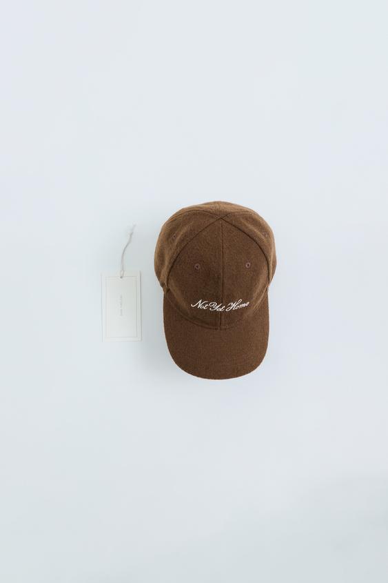 Zaras Zara Timeless – keps i ylletyg med broderad text - Ljusbrun - Bild 0