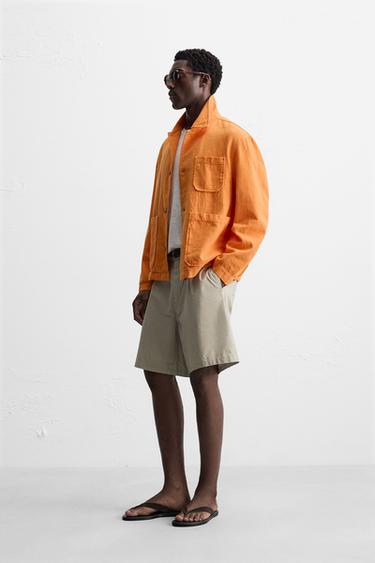 LINEN/COTTON OVERSHIRT - Orange by Zara - Image 3