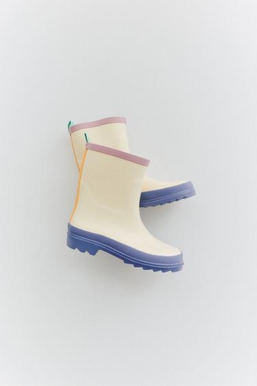 Zara COLOR BLOCK RAIN BOOTS - White