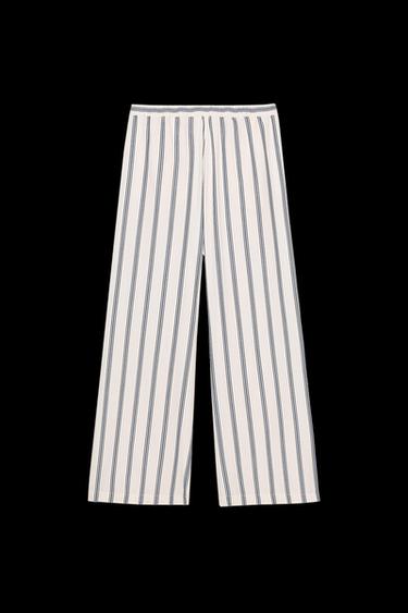 PANTALÓN PALAZZO RAYAS ZW COLLECTION - Crudo de Zara
