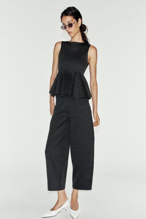 Zara SOFT BARREL-LEG PANTS - Anthracite grey - Image 0