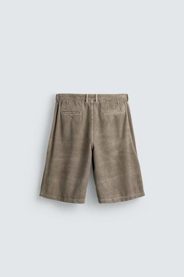 WIDE-LEG CORDUROY BERMUDA SHORTS - Mink by Zara - Image 6