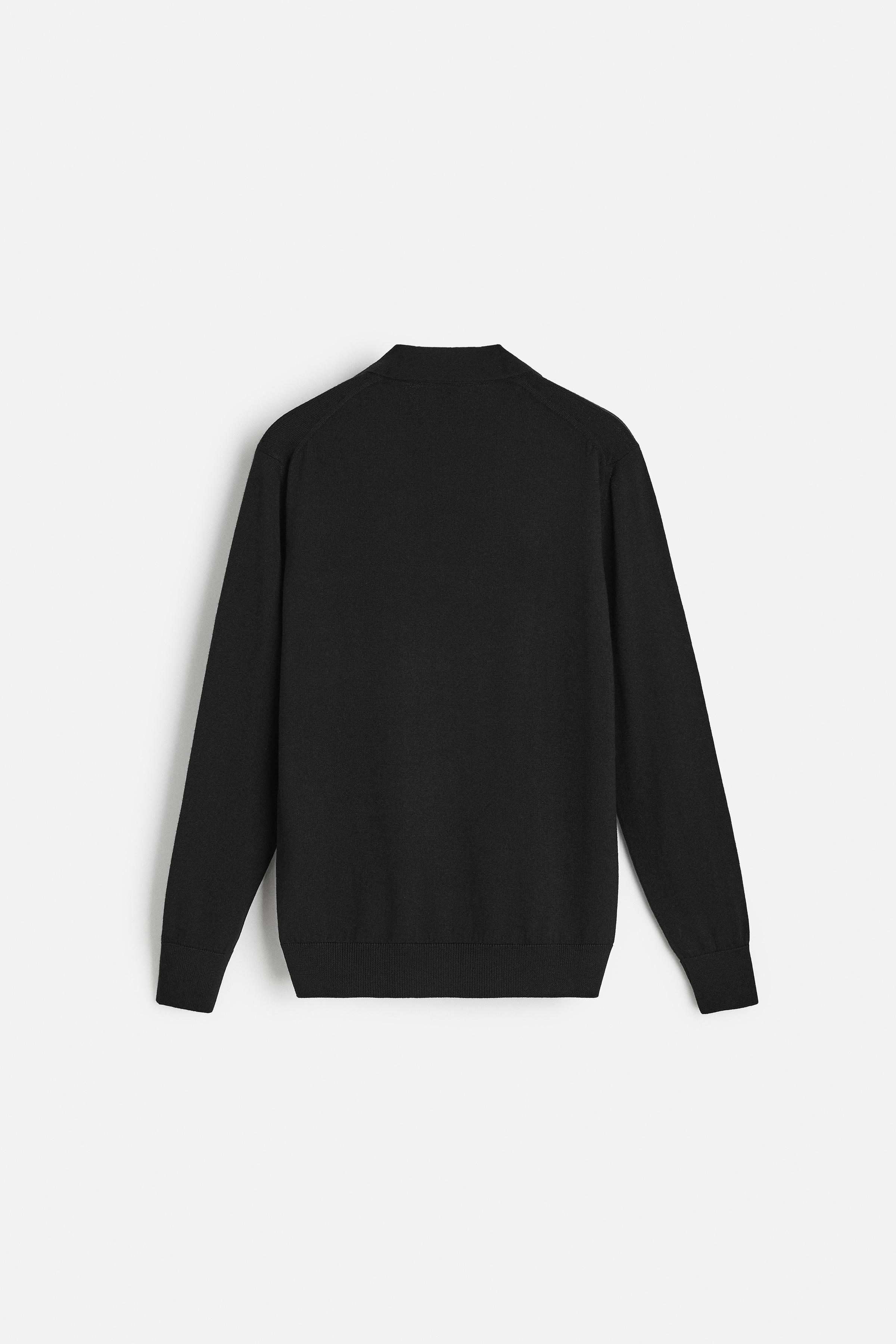 新品【ZARA】メリノウール ニットポロシャツ ネイビー【新品、未