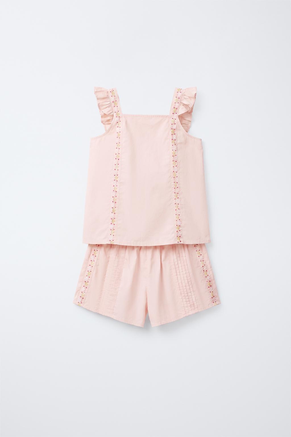 6-14 YEARS/ EMBROIDERED STRAP PYJAMAS