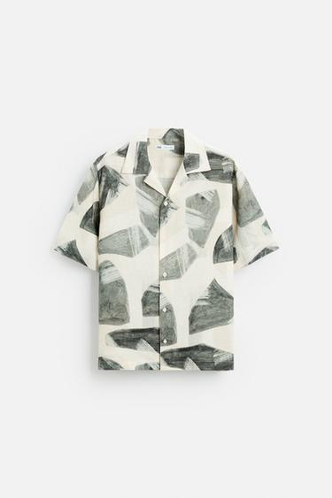 GEOMETRIC PRINT SHIRT - Black / White by Zara