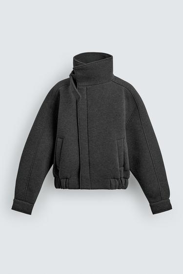 NEOPRENE-EFFECT HIGH-NECK JACKET - Dark grey by Zara