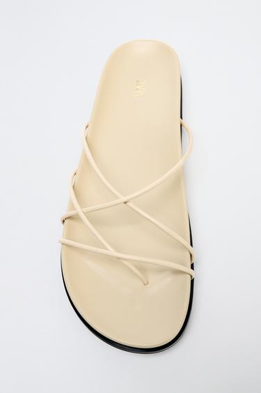 CRISS-CROSS STRAP SANDALS - Ecru White by Zara