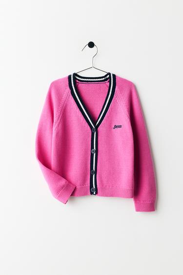 CONTRAST TRIM CARDIGAN PENN © - Neon pink by Zara