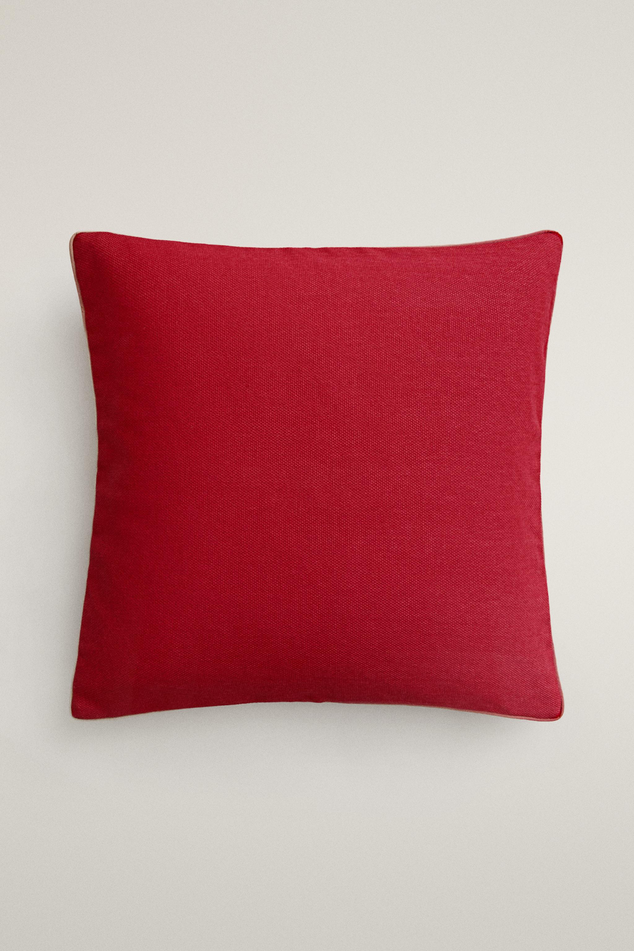 PIPING THROW PILLOW COVER — Red