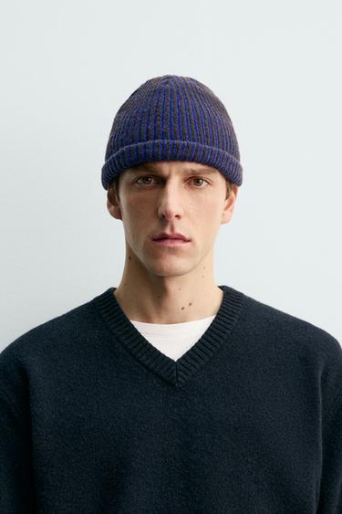 Zara AARON LEVINE X ZARA WOOL BLEND BEANIE - Bluish - Image 0