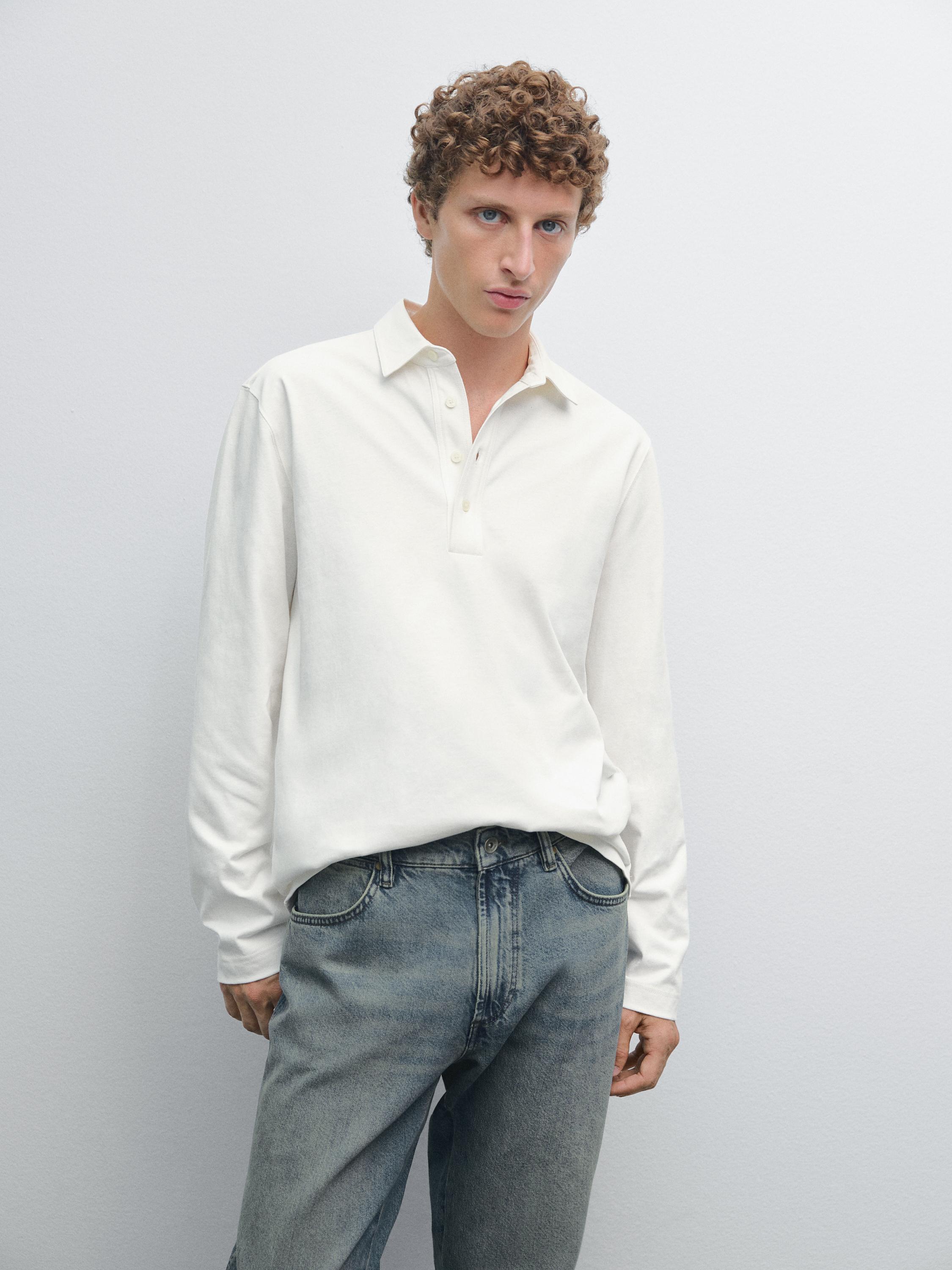 Polo 100 % coton à manches longues