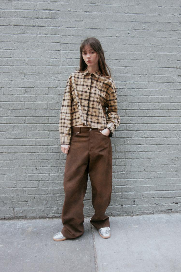 Ladies Trousers Faux Suede Pants Zara FAUX SUEDE CROCHET TROUSERS