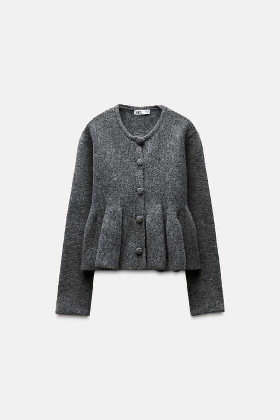 ÚPLETOVÝ KARDIGAN PEPLUM - Šedá od Zara - Obrázek 4