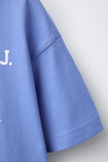 JOGGING T-SHIRT WITH SLOGAN PRINT - Light blue by Zara - Image 3