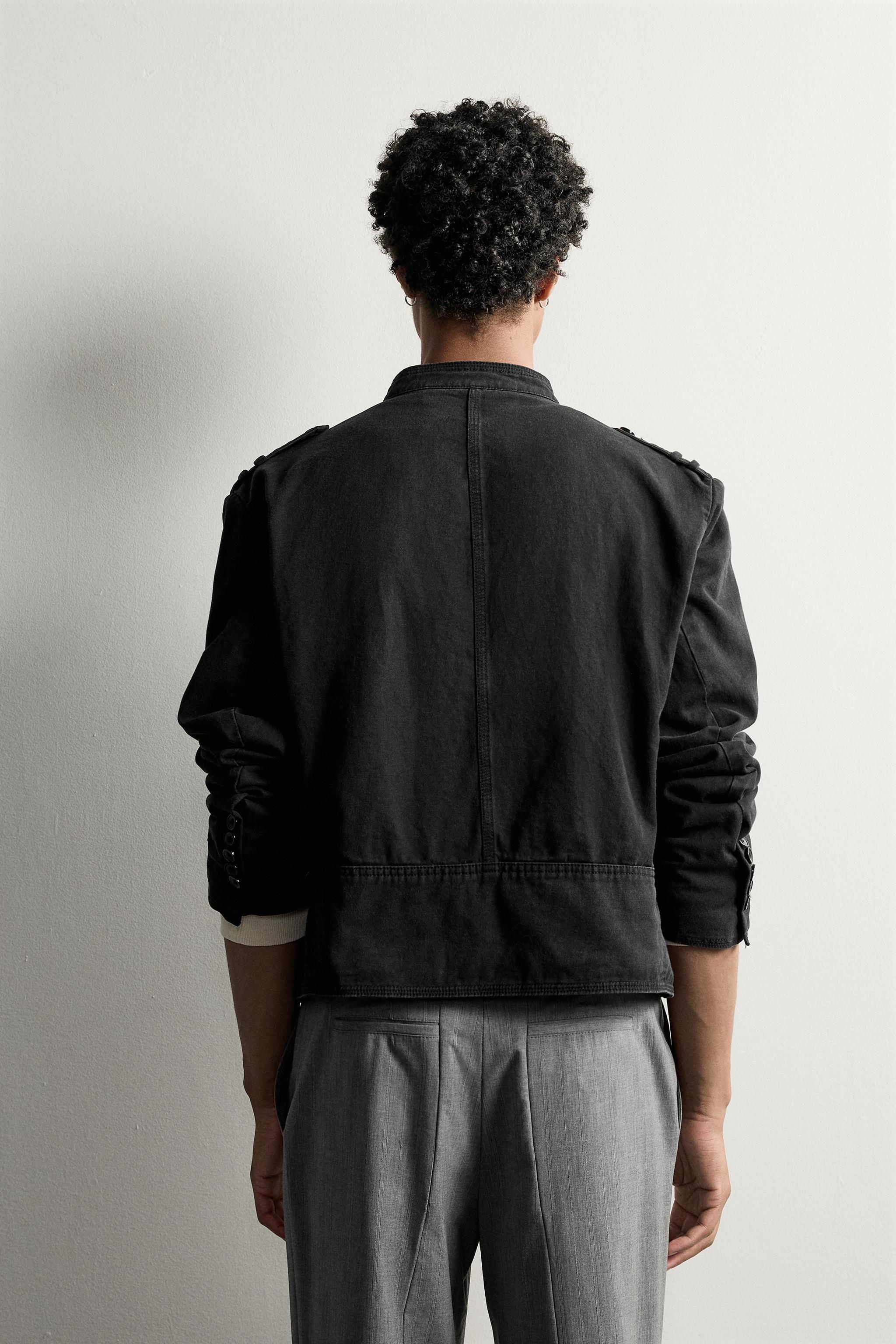 Мужские куртки Zara CROPPED FIT SHOULDER TAB JACKET — фото 3
