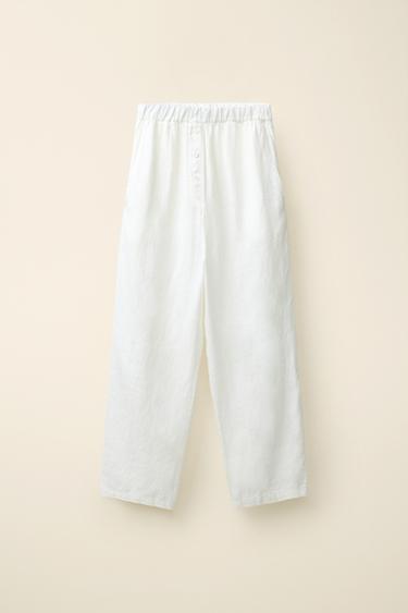 PANTALÓN LIÑO 100% CREATED BY CARAMEL LONDON X ZARA - cru-branco de Zara