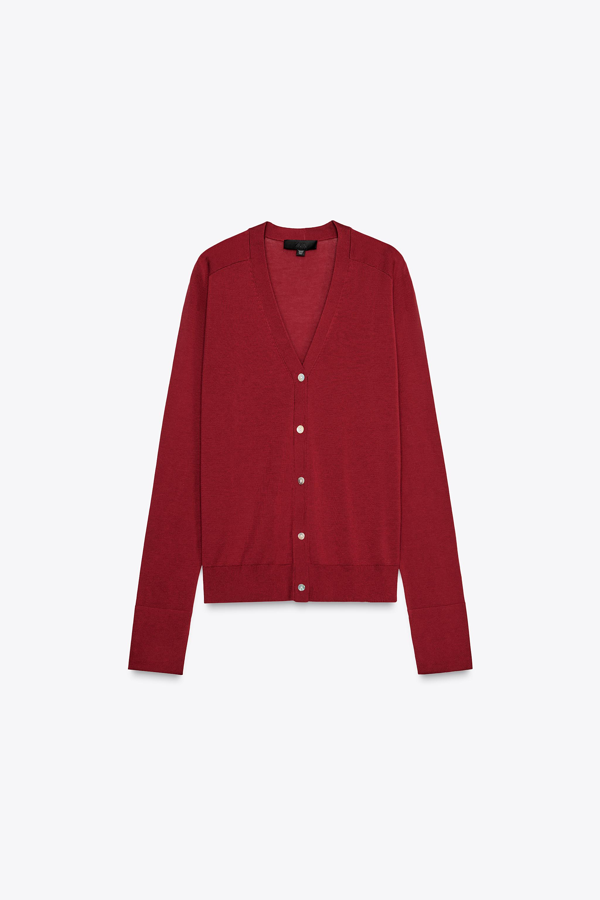 ファインニット カーディガン - ダークレッド | ZARA Japan / 日本