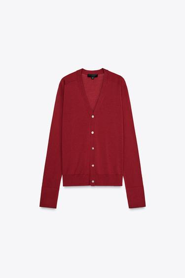 КАРДИГАН ТОНКОЙ ВЯЗКИ — ТЕМНО-РОЗОВЫЙ от Zara