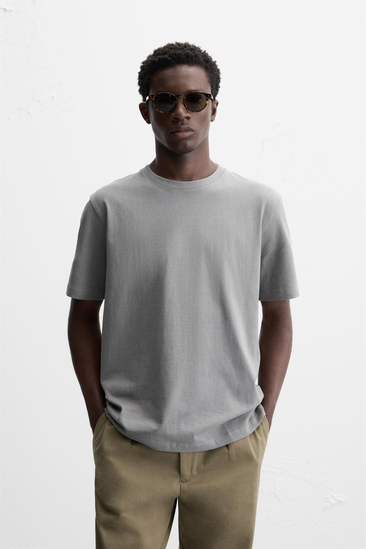 BASIC MEDIUM WEIGHT T-SHIRT - Light grey by Zara