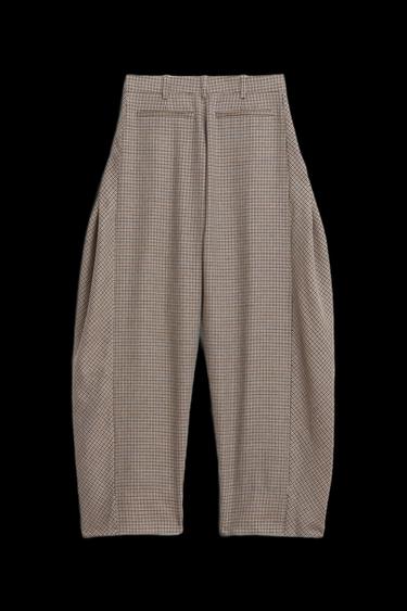 LIMITED EDITION BALLOON CHECK TROUSERS WITH WOOL - Ecru / Black by Zara